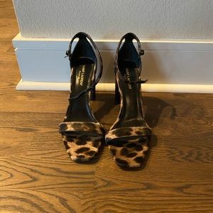 Saint Laurent Cheetah Pony Hair Block Heels 40